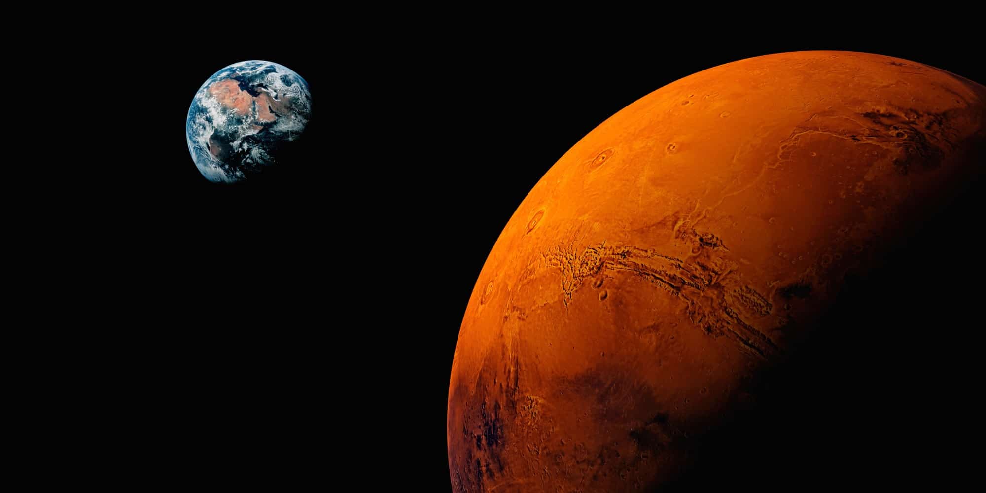 A glass-domed engineering facility labeled u0022Space Systems Engineering Redmoon Systemsu0022 sits on a dusty red planet beneath a large moon with orbital rings.